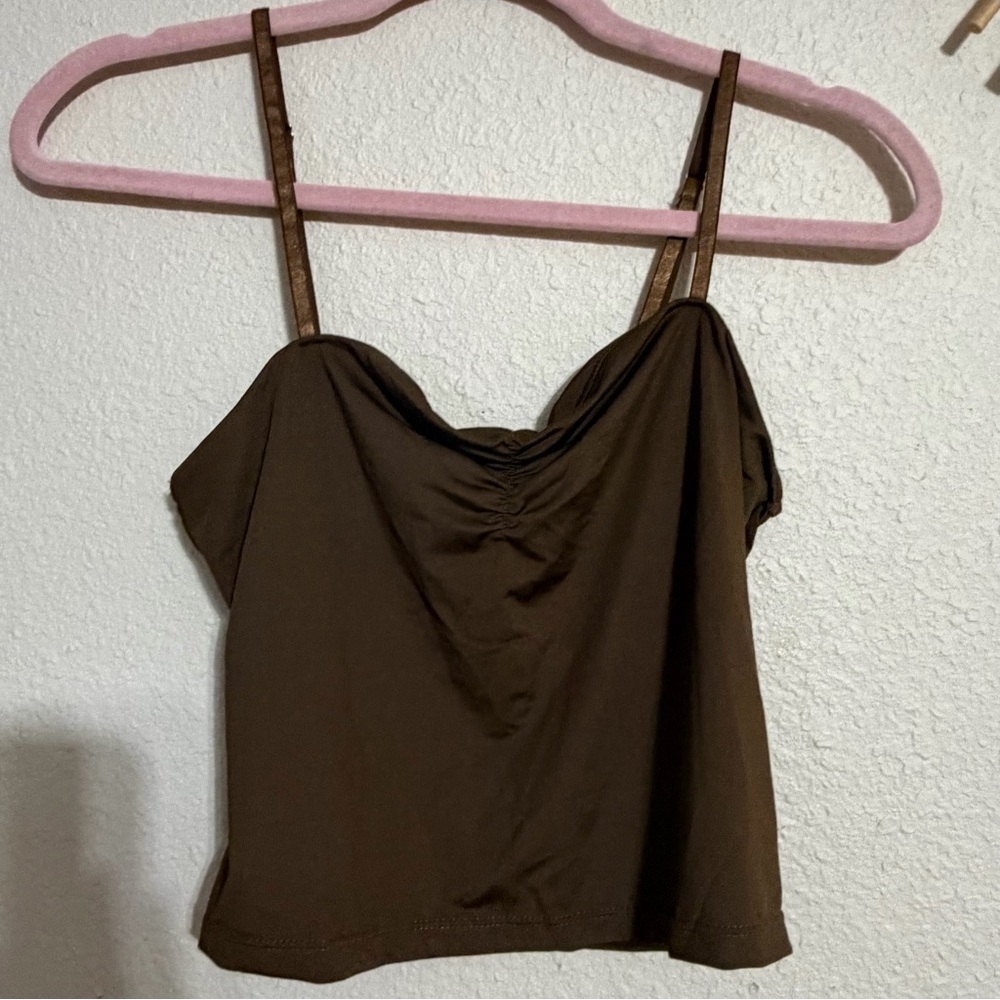 Avid Love Spaghetti Strap Ruched Cropped Camisole Top